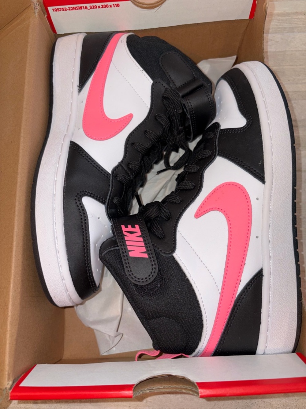 Nike Court Borough Mid 2 (GS) Black, Sunset Pulse & White Kids Sneakers